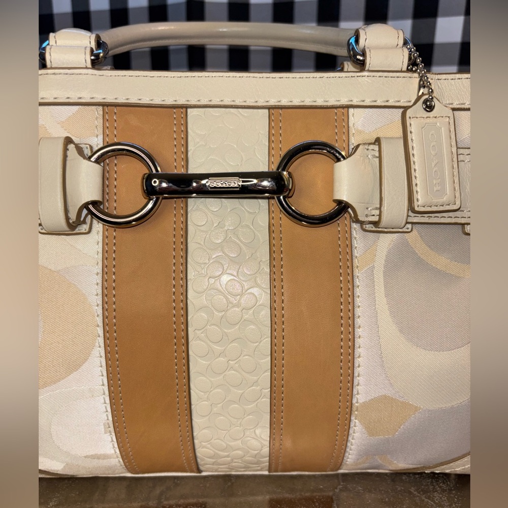Coach Hampton Optic Signature Stripe Medium Carryall Satchel 2008 - Picture 8 of 10
